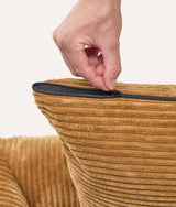 Zipped removable cover on the mustard corduroy CAFIDE Snozy dog bed