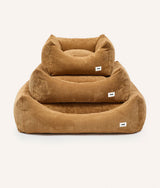 Mustard corduroy CAFIDE Snozy dog beds in three sizes