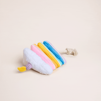 Animated view of the Birthday Cake interactive snuffle dog toy