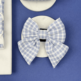 Back of the Cocopup London English Blue Sailor Bow Tie showing two black Velcro loops