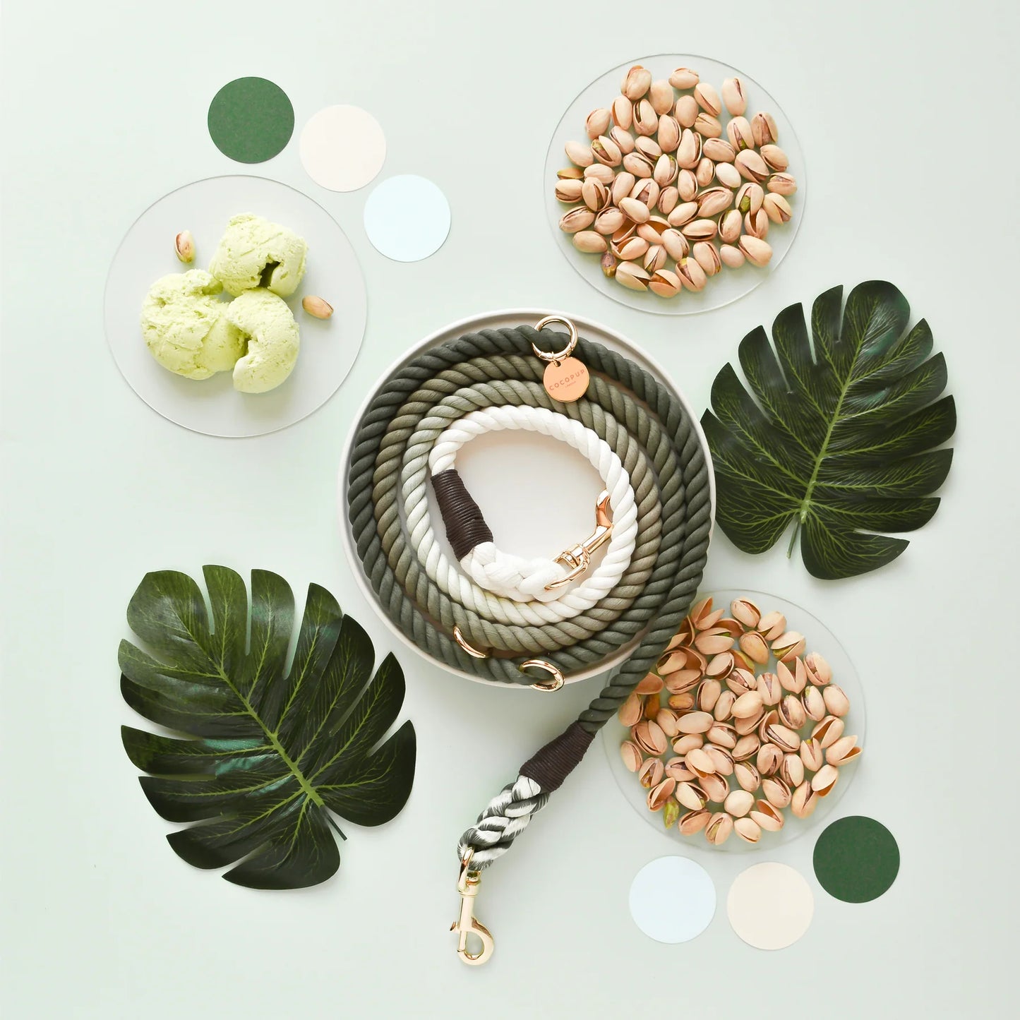 Ombré Double Ended Rope Lead - Pistachio Green