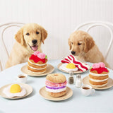 Bagel and Lox snuffle toy styled with other brunch-themed interactive dog toys