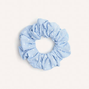 Noa Scrunchie Hair Tie | Blue Swiss-Dot