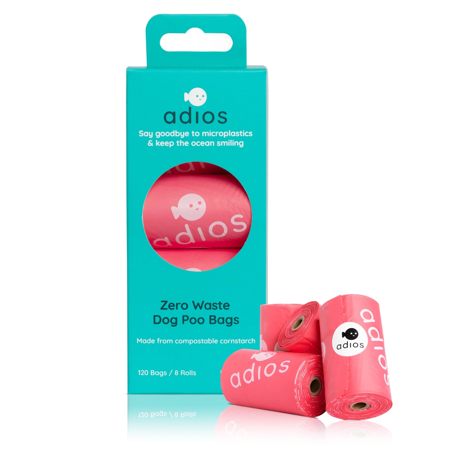 Compostable Dog Poo Bags - 8 Rolls in Hot Pink (120 Bags)