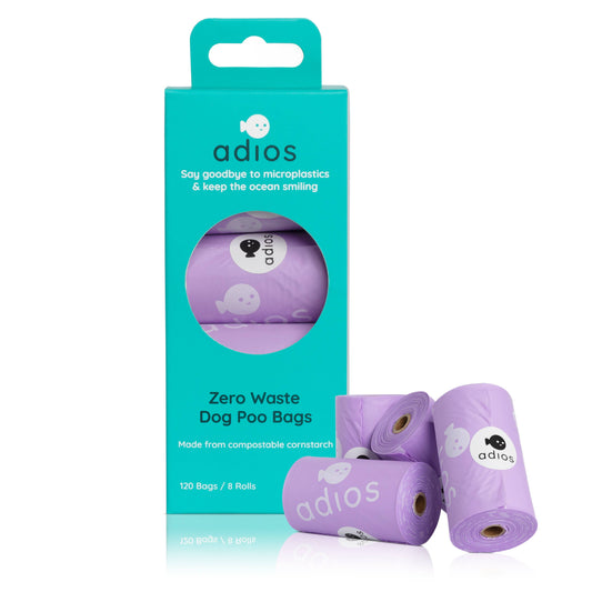 Compostable Dog Poo Bags - 8 Rolls in Lilac (120 Bags)