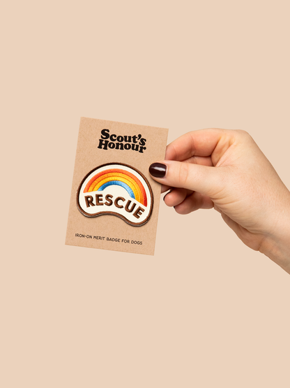 Rescue iron-on patch for dogs