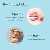 How-to guide for using the Bagel and Lox treat ribbon and starting nose-work play