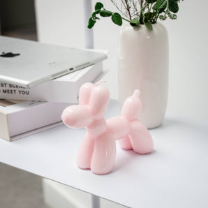 Hand Painted Balloon Dog Candle - Pink