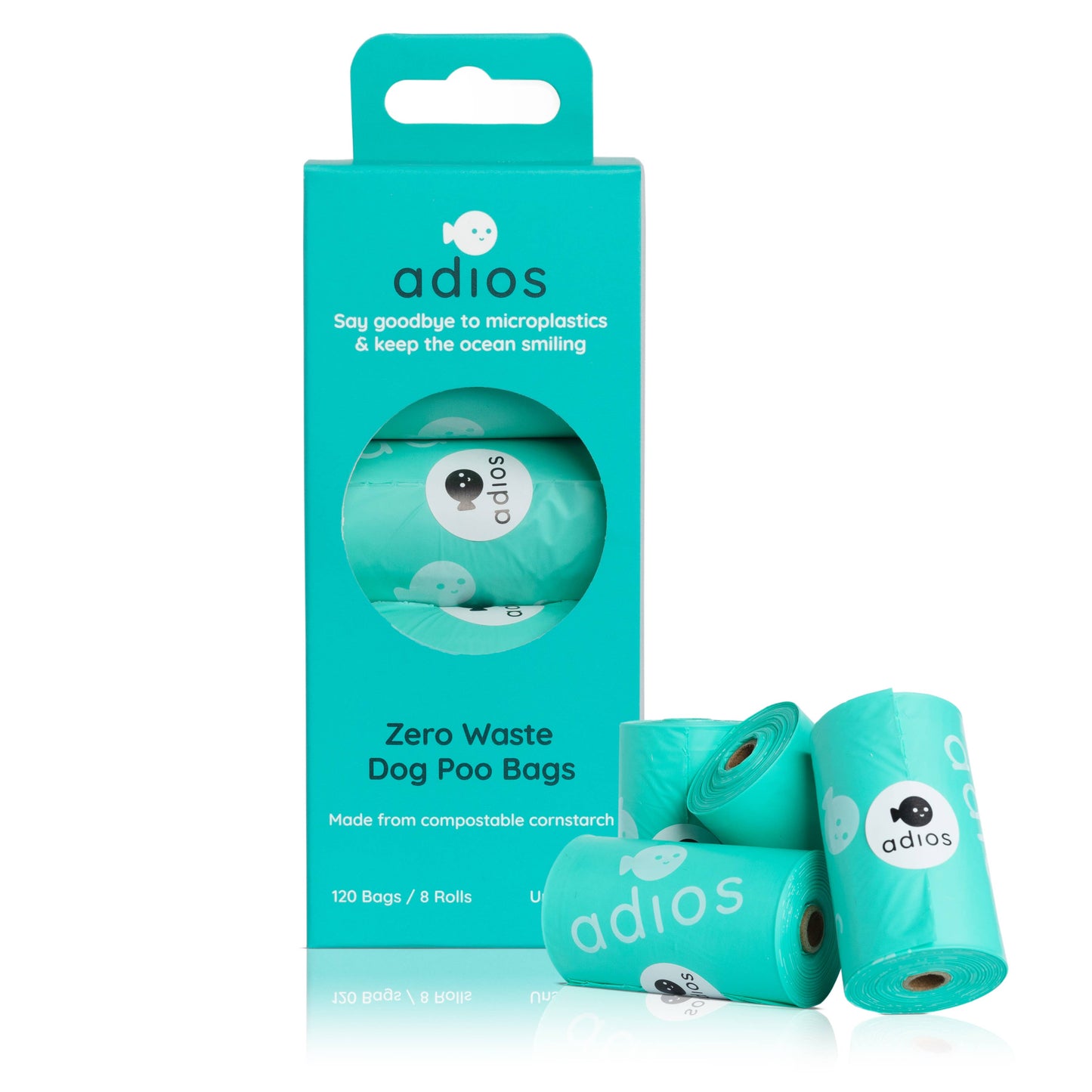 Compostable Dog Poo Bags - 8 Rolls in Mint (120 Bags)