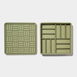 3-in-1 Parquet Slow Feeder Bowl | Olive