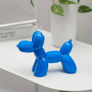 Hand Painted Balloon Dog Candle - Electric Blue