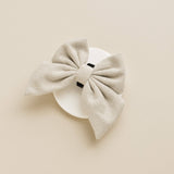 Brown Tweed Sailor Bow Tie angled left, showing its layered bow shape