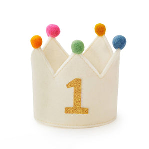 Ivory Dog Birthday Crown + Numbers Set