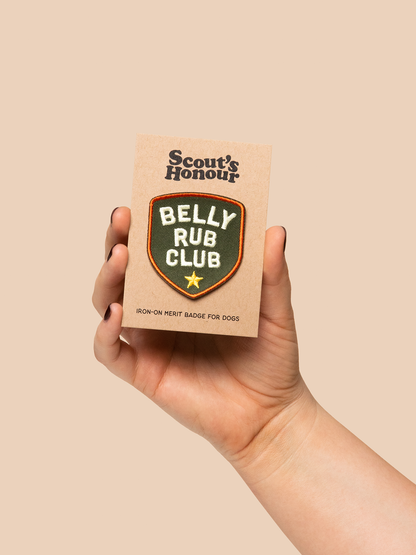 Belly Rub Club iron-on patch for dogs