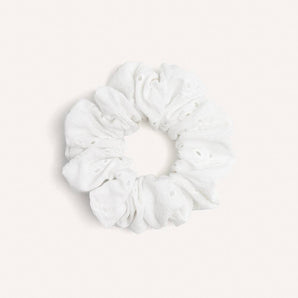 Noa Scrunchie Hair Tie | Coral English Embroidered