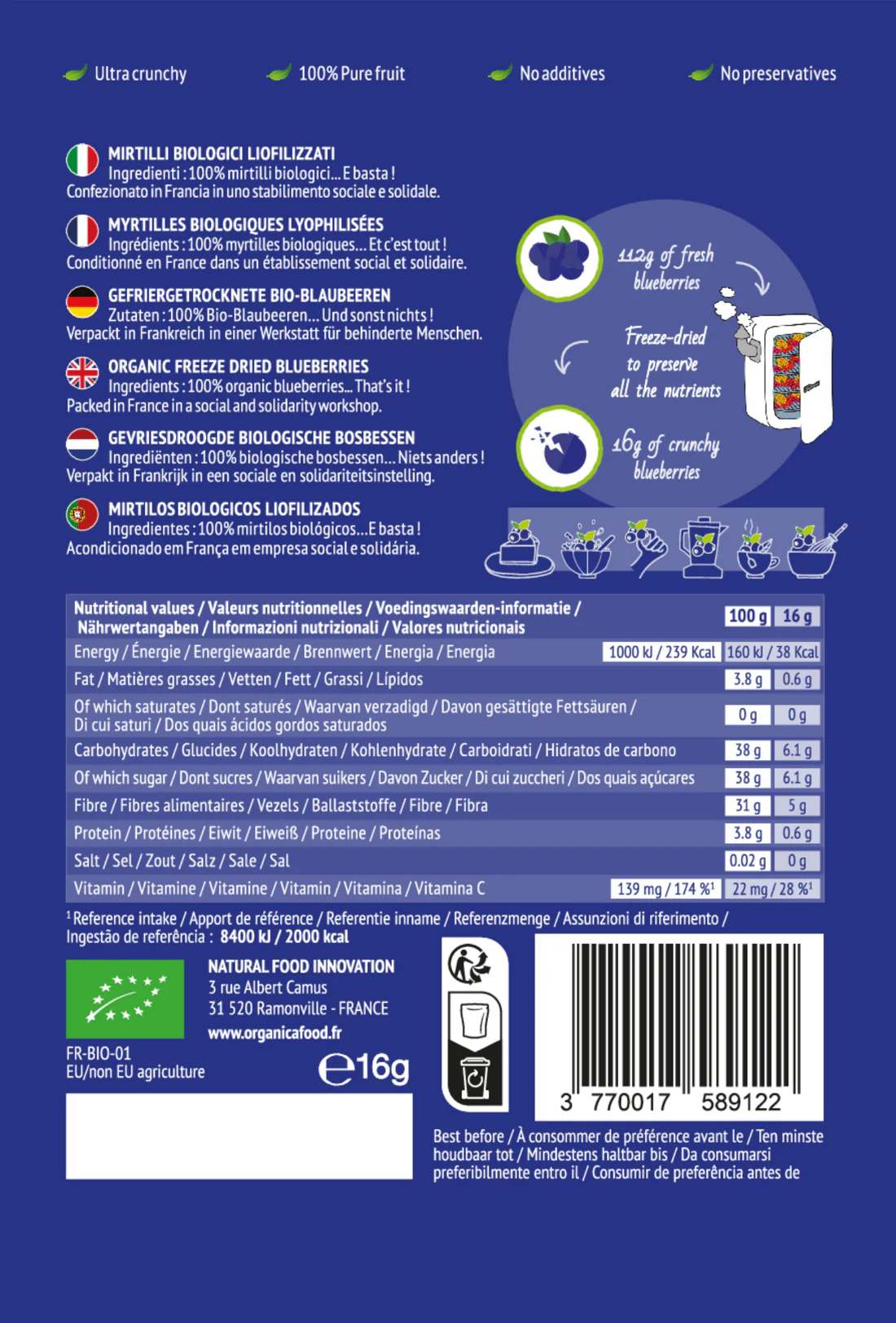 Crunchy Fruit Organic Blueberry