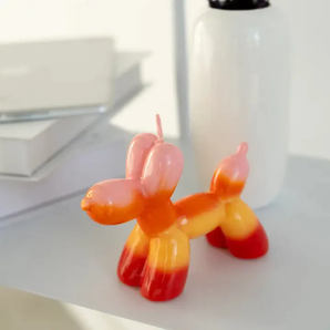 Hand Painted Balloon Dog Candle - Sunset