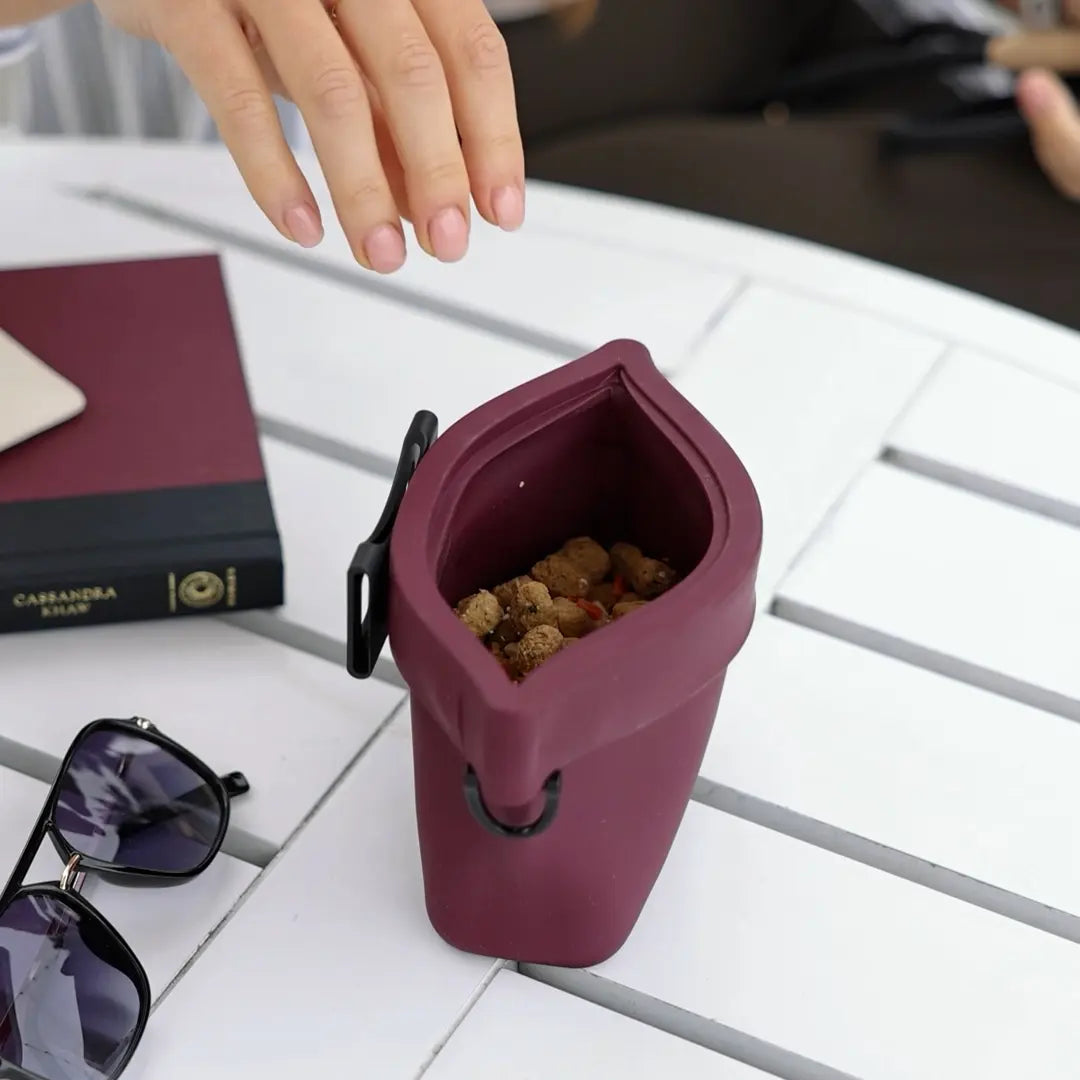 Treats being loaded into a Voilà pouch